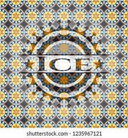 Ice arabic style emblem. Arabesque decoration.