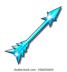 Ice arrow isolated on a white background. Vector cartoon close-up illustration