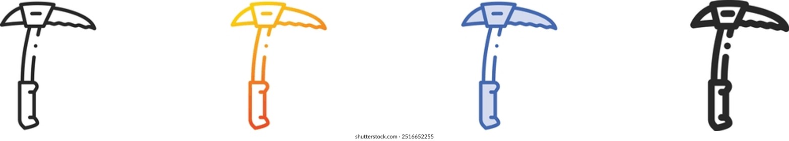 ice ax icon.Thin Linear, Gradient, Blue Stroke and bold Style Design Isolated On White Background