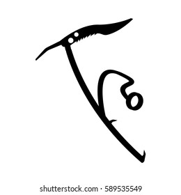 Ice ax isolated on white background. Ice ax vector illustration.