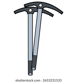 ferramenta de escalada de ice ax natureza fora do projeto de modelo de ilustração de vetor de cor plana