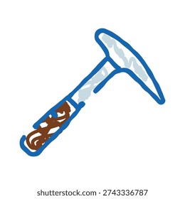 Ice axe drawing illustrating a handheld tool commonly used for mountaineering, ice climbing, and navigating snowy or icy terrain, providing essential grip and stability