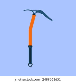 Ice Axe Flat Illustration Isolated on Blue Background