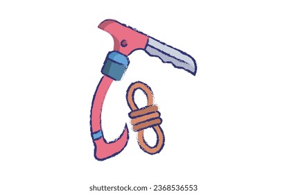 Ice Axe hand drawn vector illustration