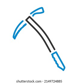 Ice Axe Icon. Editable Bold Outline With Color Fill Design. Vector Illustration.