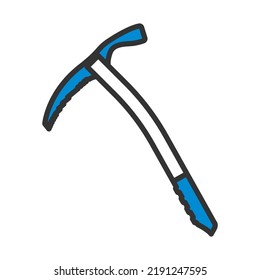 Ice Axe Icon. Editable Bold Outline With Color Fill Design. Vector Illustration.