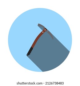Ice Axe Icon. Flat Circle Stencil Design With Long Shadow. Vector Illustration.