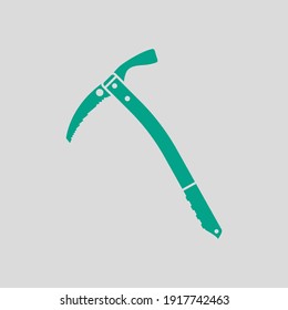 Ice Axe Icon. Green on Gray Background. Vector Illustration.