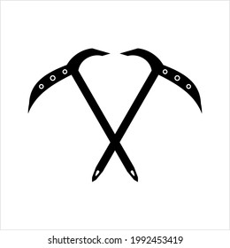 Ice Axe Icon, Multi-Purpose Hiking And Climbing Tool Vector Art Illustration