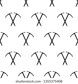 Ice Axe Icon Seamless Pattern, Multi-Purpose Hiking And Climbing Tool Vector Art Illustration