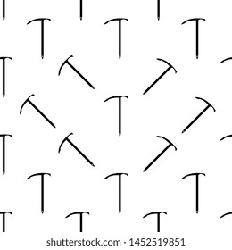 Ice Axe Icon Seamless Pattern, Multi-Purpose Hiking And Climbing Tool Vector Art Illustration