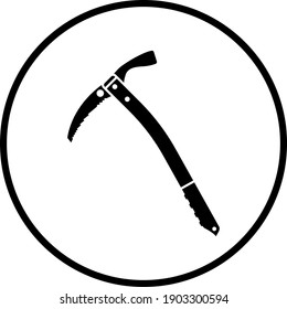 Ice Axe Icon. Thin Circle Stencil Design. Vector Illustration.