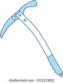 Ice Axe Icon. Thin Line With Blue Fill Design. Vector Illustration.