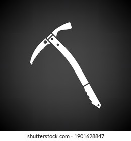 Ice Axe Icon. White on Black Background. Vector Illustration.