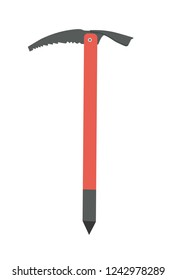 Ice axe isolated on white background. equipment. Design element for poster, card. Vector illustration. Flat cartoon vector illustration.