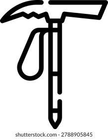 Icono de línea de piolet Vector de ilustración