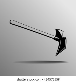 Ice axe on a grey background