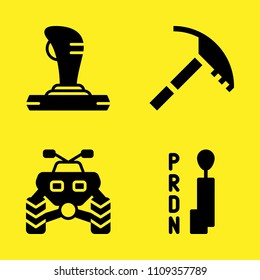 ice axe, quad, gearbox and joystick vector icon set. Sample icons set for web and graphic design