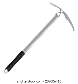 Ice axe, steel, vector isolated on white, sport equipment