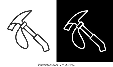Ice Axe White Icon Set Vector