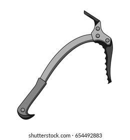 Ice ax.Mountaineering single icon in monochrome style vector symbol stock illustration web.