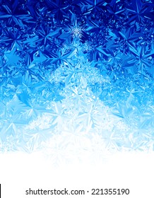 Ice background with cristmas tree. Eps8. RGB. Global colors. Gradients used.