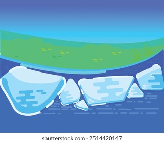Ice Background in Flat Design. Vector Illustration with Cool Blue Tones.