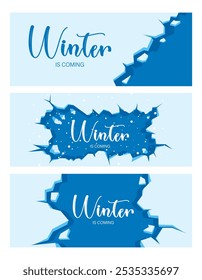 Ice background and snowing for winter season concept. Hand drawn isolated illustrations.