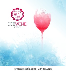 Ice background texture with glass of wine. Suitable for your designs and promotions ice wine. Vector