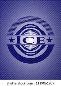 Ice badge with denim background