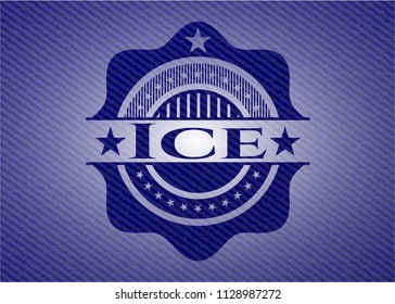 Ice badge with denim background