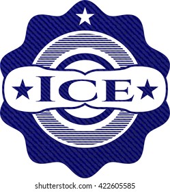 Ice badge with denim background