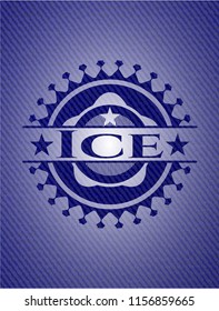 Ice badge with denim texture