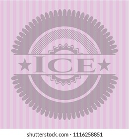 Ice badge with pink background