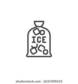 Ice Bag line icon. linear style sign for mobile concept and web design. Bag filled with ice cube outline vector icon. Symbol, logo illustration. Vector graphics