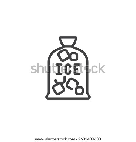Ice Bag line icon. linear style sign for mobile concept and web design. Bag filled with ice cube outline vector icon. Symbol, logo illustration. Vector graphics