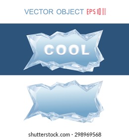 Ice bar. Dialog cloud from a piece of ice. 

