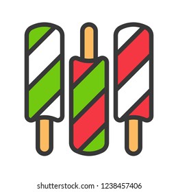 ice bar stripes christmas theme food  editable outline