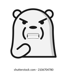 ice bear emoji icon with expression using filled outline style