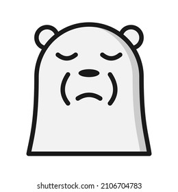 ice bear emoji icon with expression using filled outline style