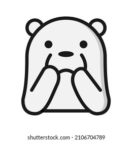 ice bear emoji icon with expression using filled outline style
