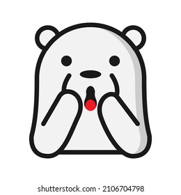icono del emoji del oso hielo con expresión usando el estilo de contorno relleno