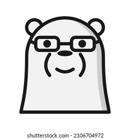 ice bear emoji icon with expression using filled outline style