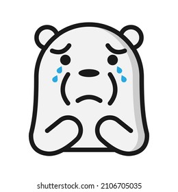 ice bear emoji icon with expression using filled outline style