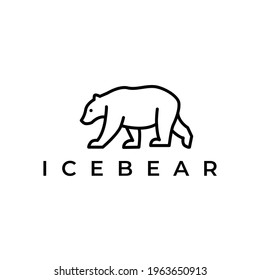 ice bear line art style logo vector illustration