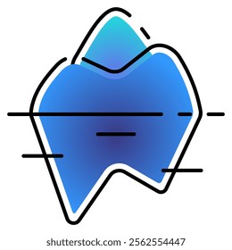 ice berg icon with gradient line style. Suitable for website design, logo, app, UI and etc. Based on the size of the icon in general, so it can be reduced.