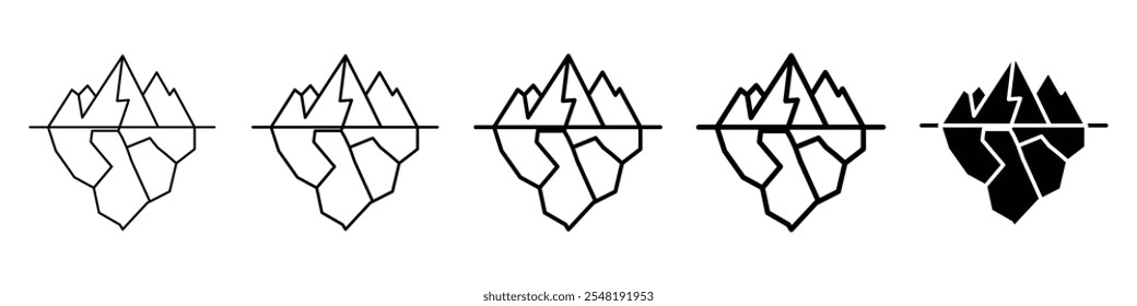 Eisberg Symbol Einfache dünne Linie Logo Set