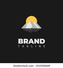 Ice berg mountain logo design, isolated black background, vector illustration eps 10