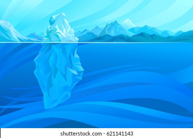 Ice berg in an ocean. Vector Illustration.