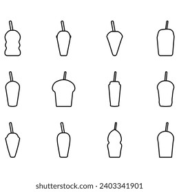 Ice blend outline icon set. Drink vector